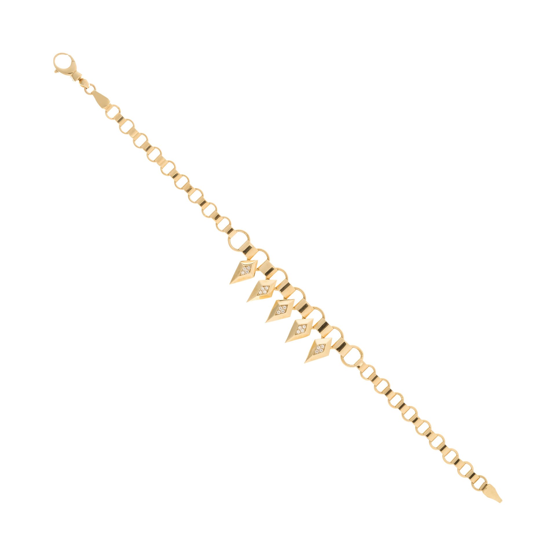 Ema 14 Ayar Altın Taşlı Üçgen Tasarım Bileklik