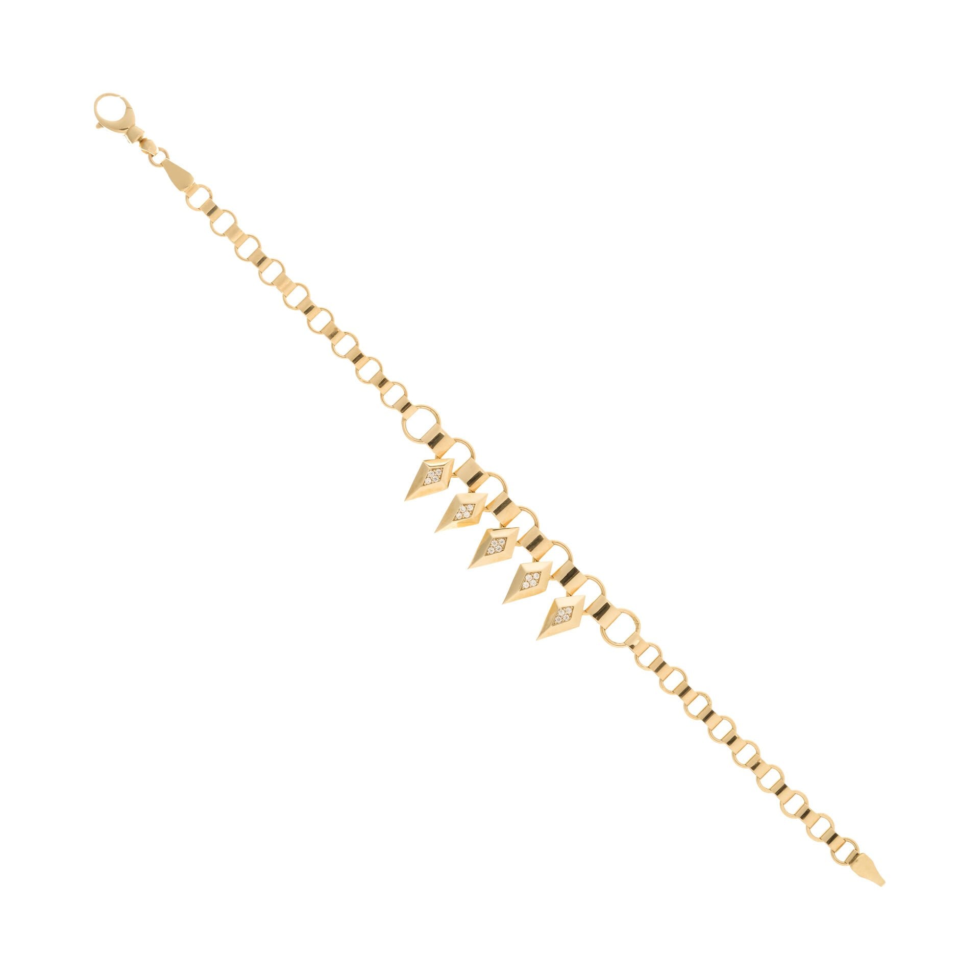 Ema 14 Ayar Altın Taşlı Üçgen Tasarım Bileklik