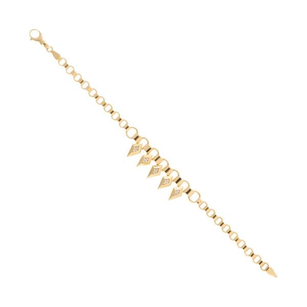 Ema 14 Ayar Altın Taşlı Üçgen Tasarım Set (Kolye - Bileklik)