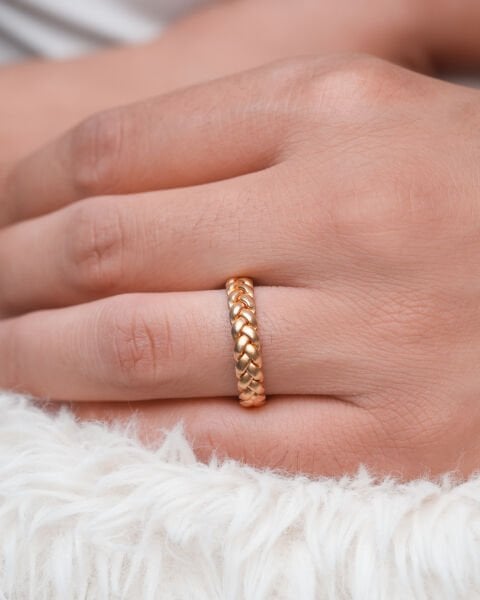 14 Ayar Mat Örgü Model Erkek Alyans