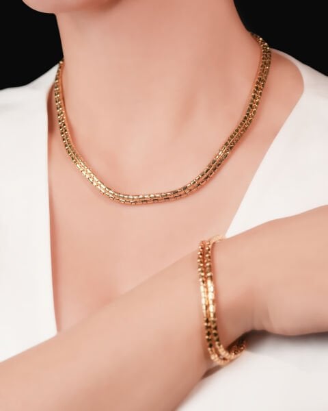 Cetaş 14 Ayar Altın İkili Tasarım Set