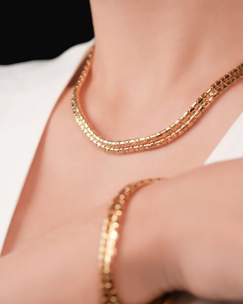 Cetaş 14 Ayar Altın İkili Tasarım Set