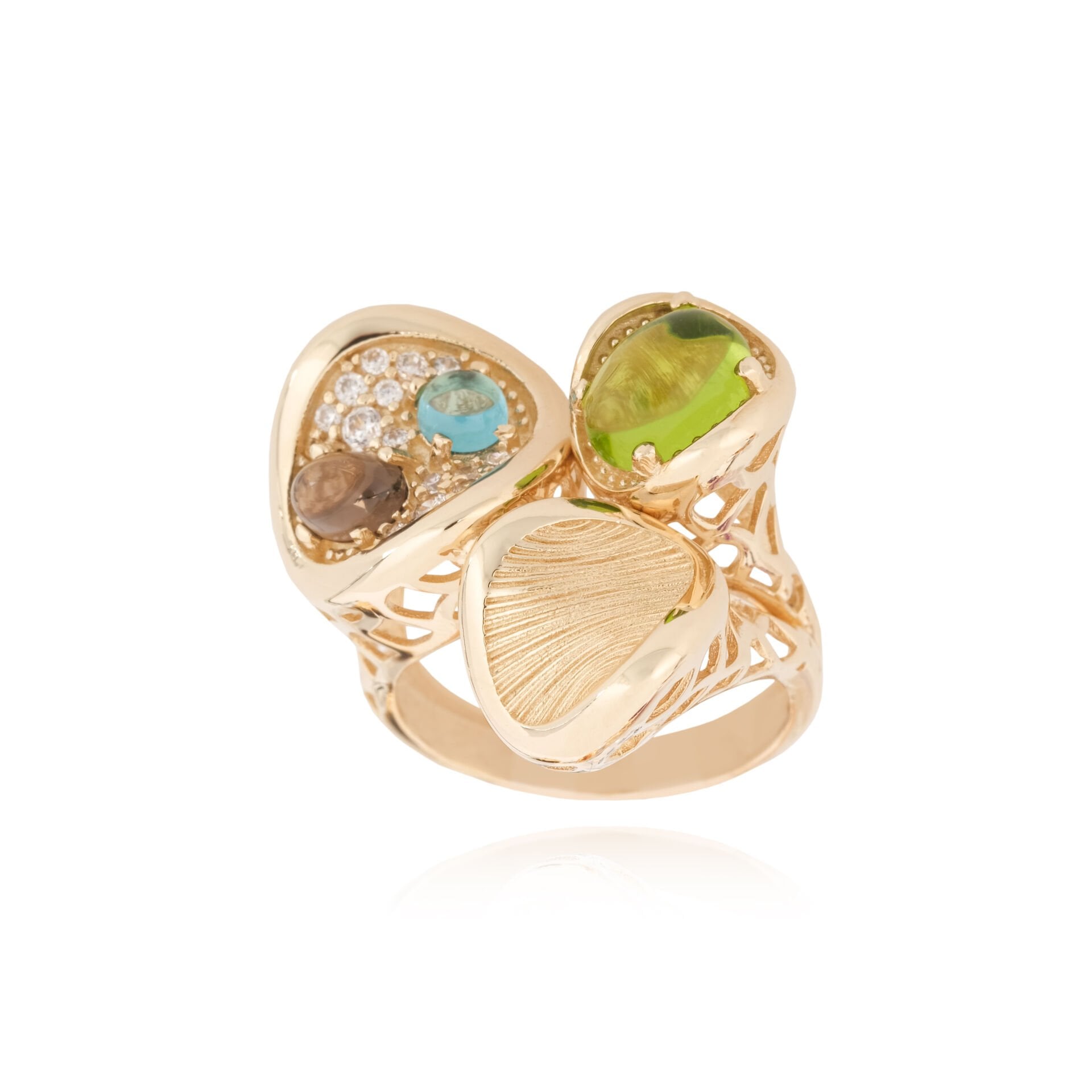 14 Ayar Altın Taşlı Tasarım Yüzük