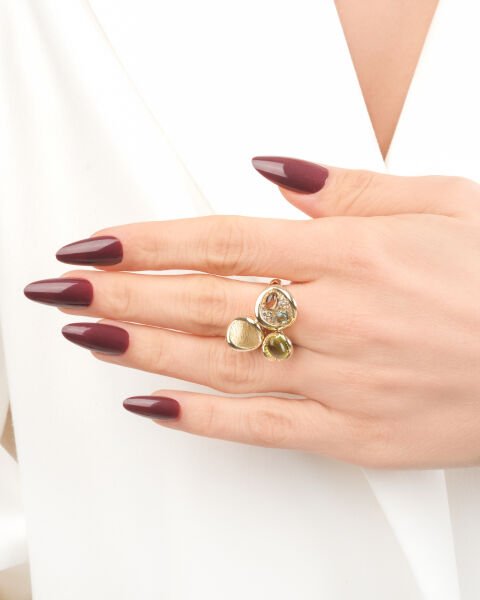 14 Ayar Altın Taşlı Tasarım Yüzük