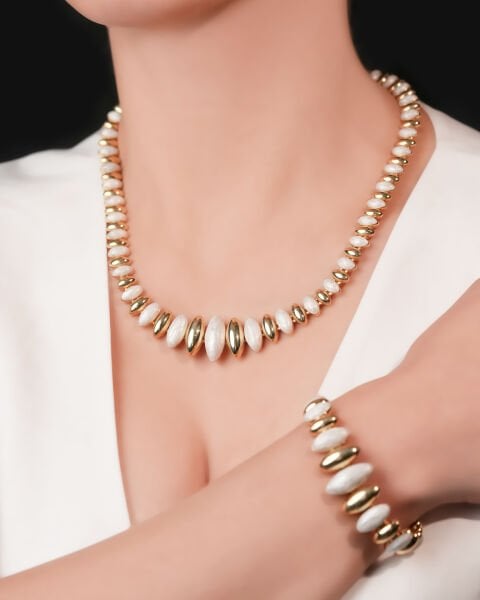 14 Ayar Altın Sedefli Tasarım Set