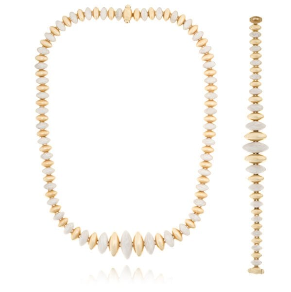 14 Ayar Altın Sedefli Tasarım Set (Bileklik- Kolye)