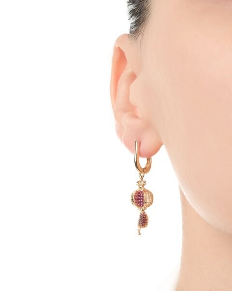 14 Ayar Altın Açılabilen Özel Tasarım Nar Küpe