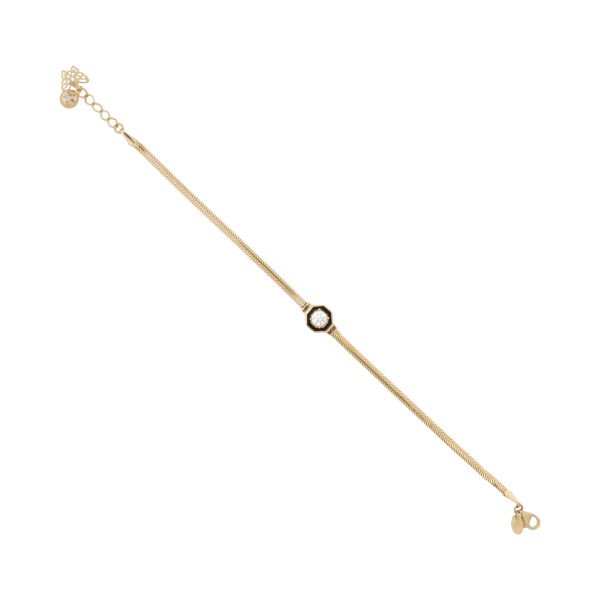 14 Ayar Altın Mineli Tektaşlı Balıksırtı Bileklik