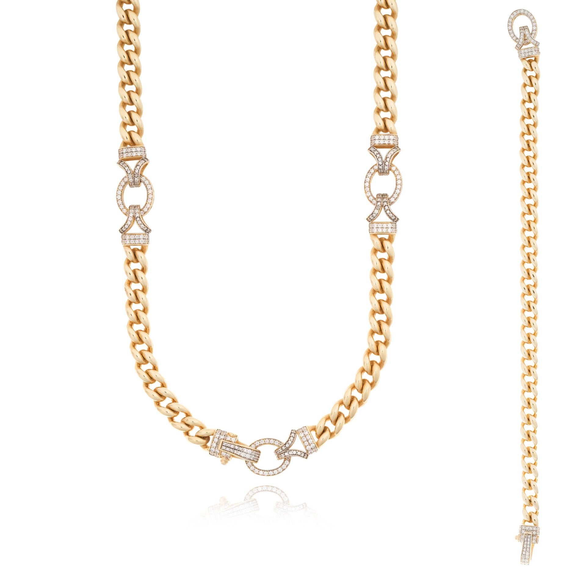 14 Ayar Altın Taşlı Tasarım Set (Bileklik- Kolye)