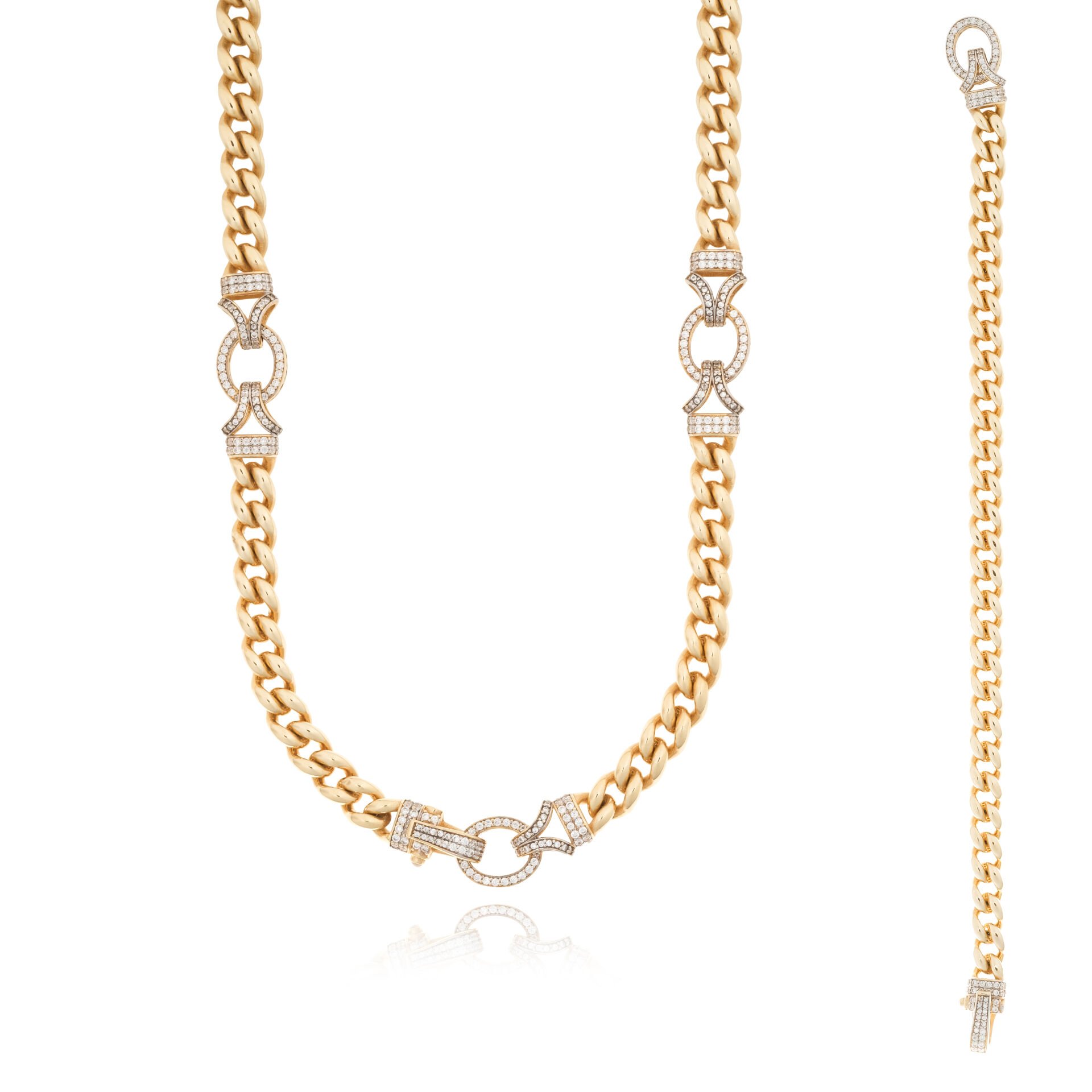 14 Ayar Altın Taşlı Tasarım Set (Bileklik- Kolye)