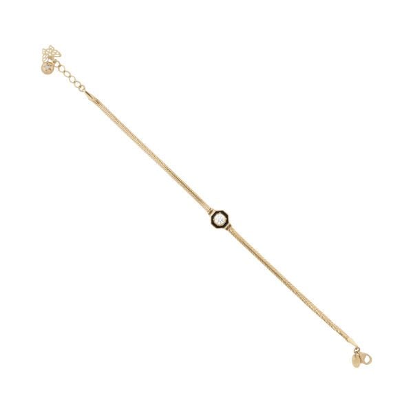 14 Ayar Altın Siyah Mineli Taşlı Balıksırtı Model Set (Kolye-Bileklik)