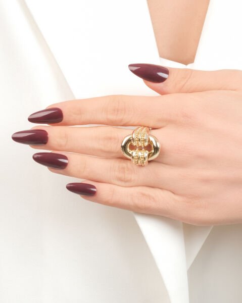 14 Ayar Altın Taşlı Tasarım Yüzük