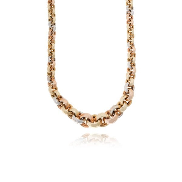 14 Ayar Altın 3 Renk Tasarım Set (Bileklik- Kolye)