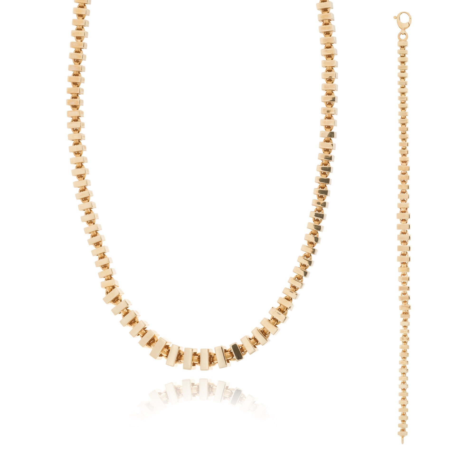 14 Ayar Altın Tasarım Set (Bileklik- Kolye)