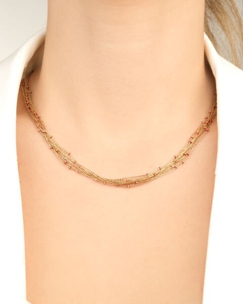 14 Ayar Altın Kırmızı Mineli Özel İtalyan Tasarım Kolye