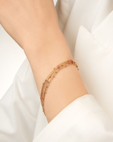 14 Ayar Altın Kırmızı Mineli Özel İtalyan Tasarım Set