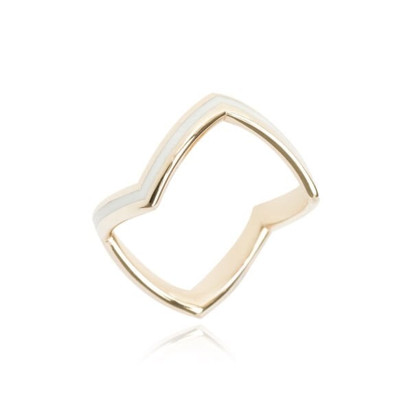 Cetaş 14 Ayar Altın Beyaz Mine V Yüzük