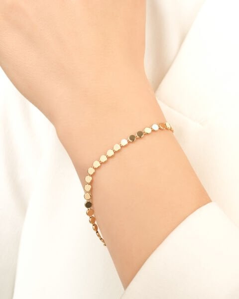 14 Ayar Altın Pullu Tasarım Bileklik