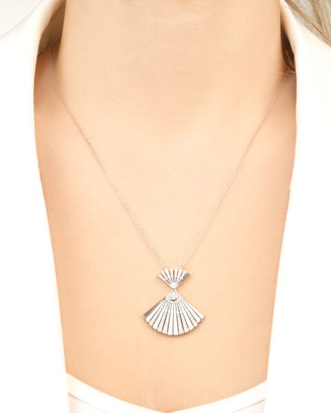 Pırlanta Taşlı Yelpaze Tasarım Kolye