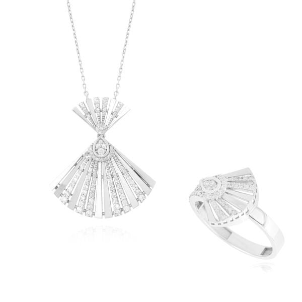 Pırlanta Taşlı Yelpaze Tasarım Set