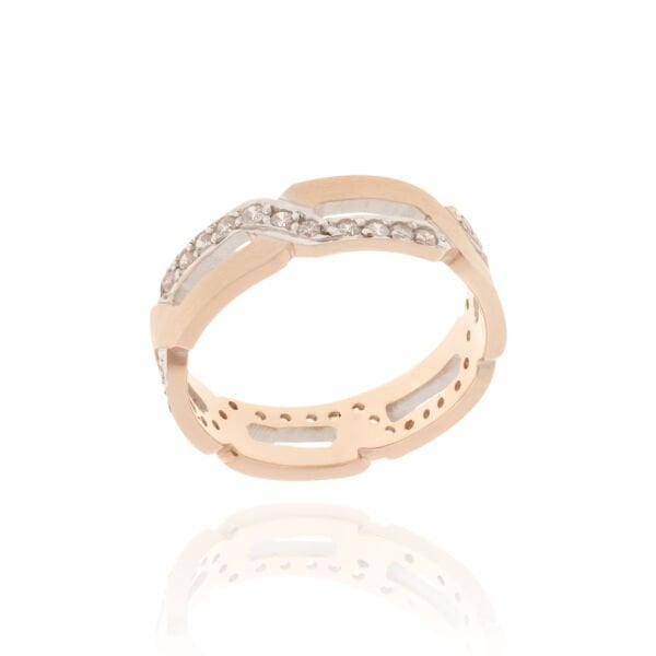 14 Ayar Altın Sarmal Model Taşlı Kadın Alyans