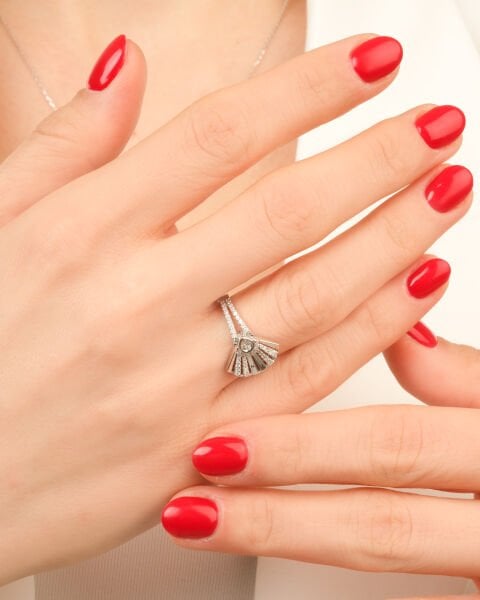 Pırlanta Taşlı Yelpaze Tasarım Set