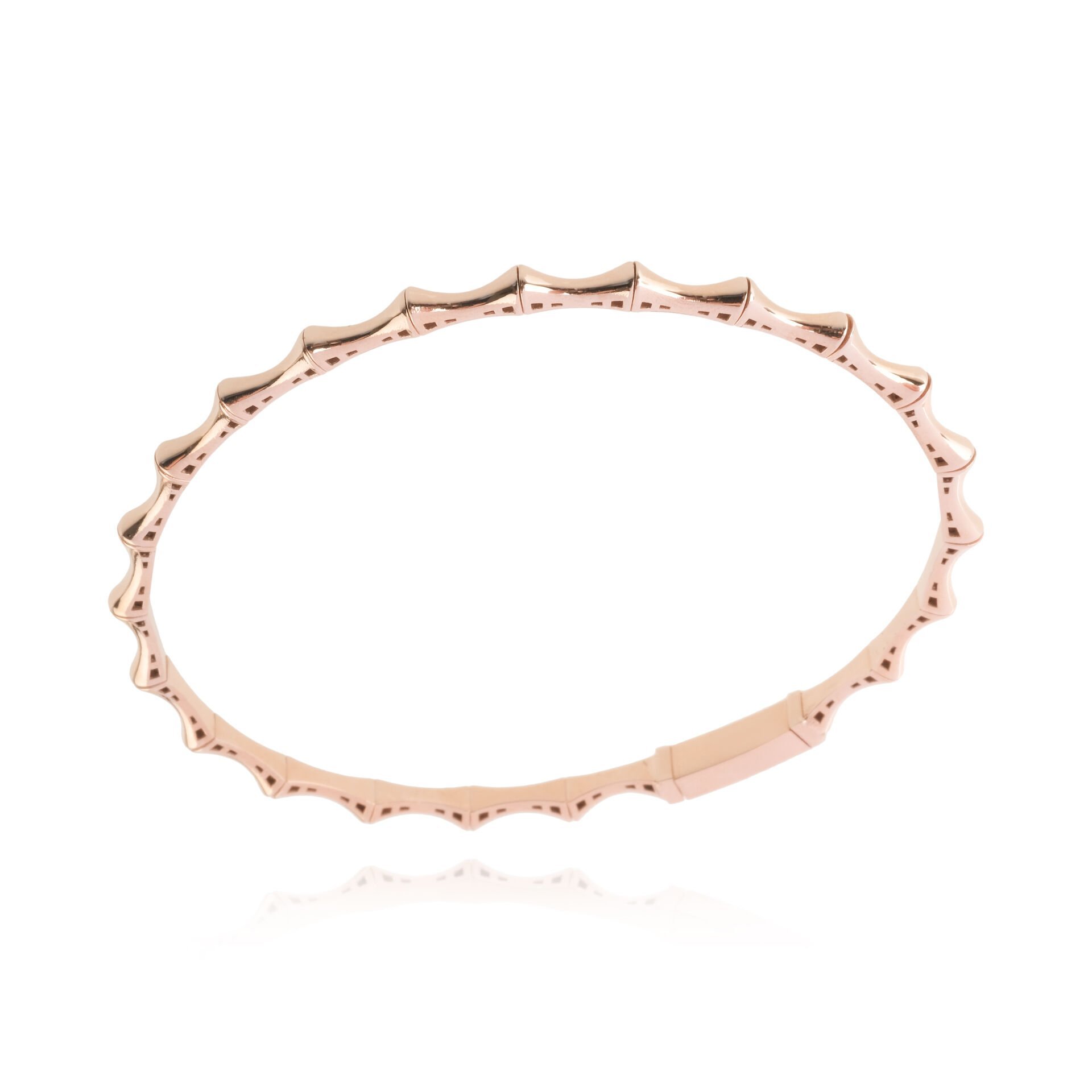 14 Ayar Rose Altın Bambu Tasarım Kelepçe