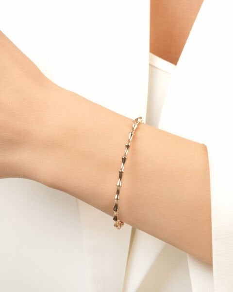 14 Ayar Rose Altın Bambu Tasarım Kelepçe