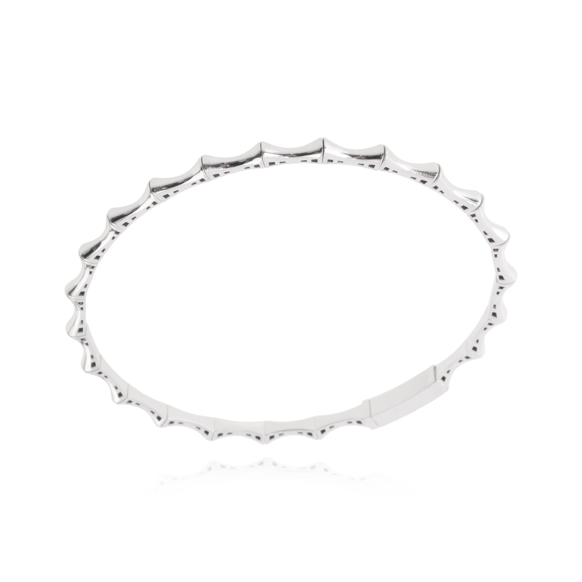 14 Ayar Beyaz Altın Bambu Tasarım Kelepçe