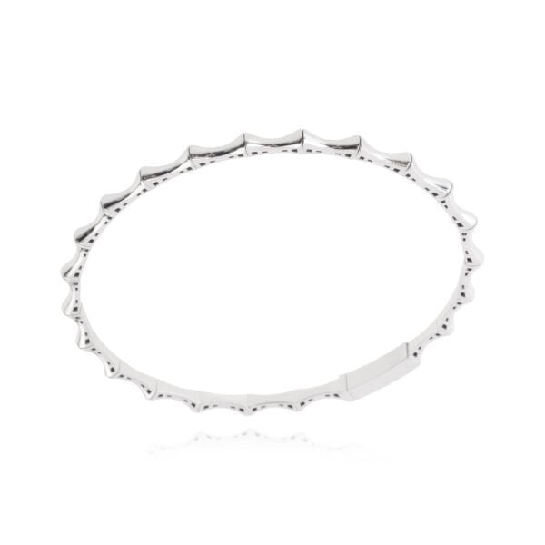 14 Ayar Beyaz Altın Bambu Tasarım Kelepçe