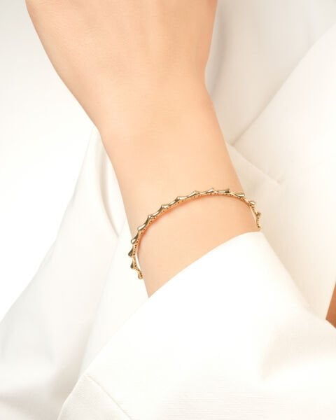 14 Ayar Altın Bambu Tasarım Kelepçe