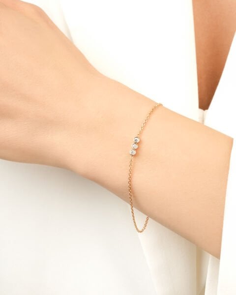 Üç Taşlı Pırlanta Bileklik