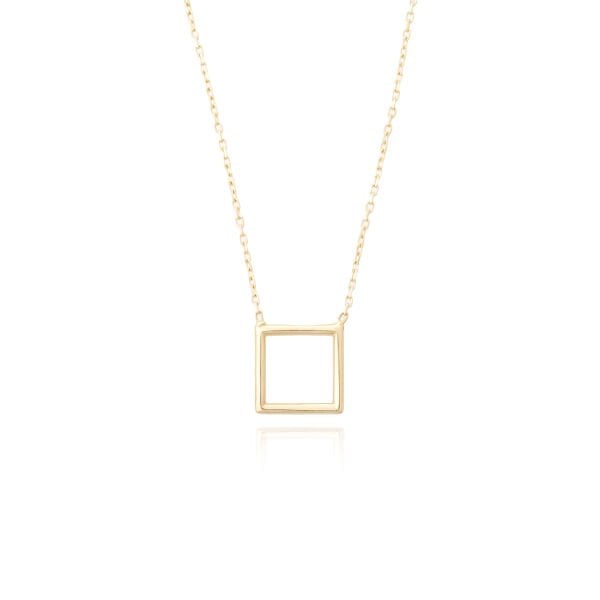14 Ayar Altın Kare Form Kolye