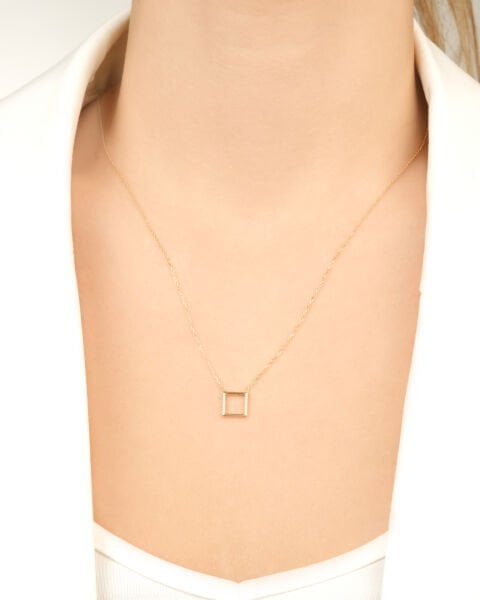 14 Ayar Altın Kare Form Kolye