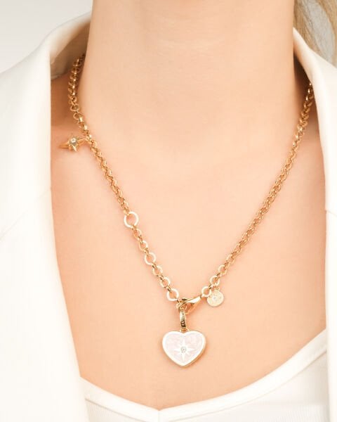 14 Ayar Altın Pembe Sedef Çift Taraflı Tasarım Kolye