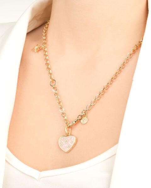 14 Ayar Altın Pembe Sedef Çift Taraflı Tasarım Kolye