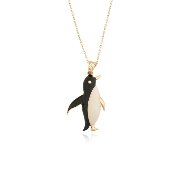 14 Ayar Altın Mineli Penguen Kolye