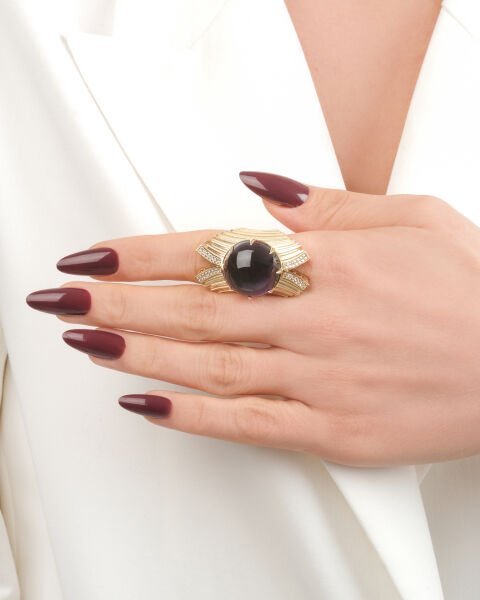 14 Ayar Altın Taşlı Tasarım Yüzük