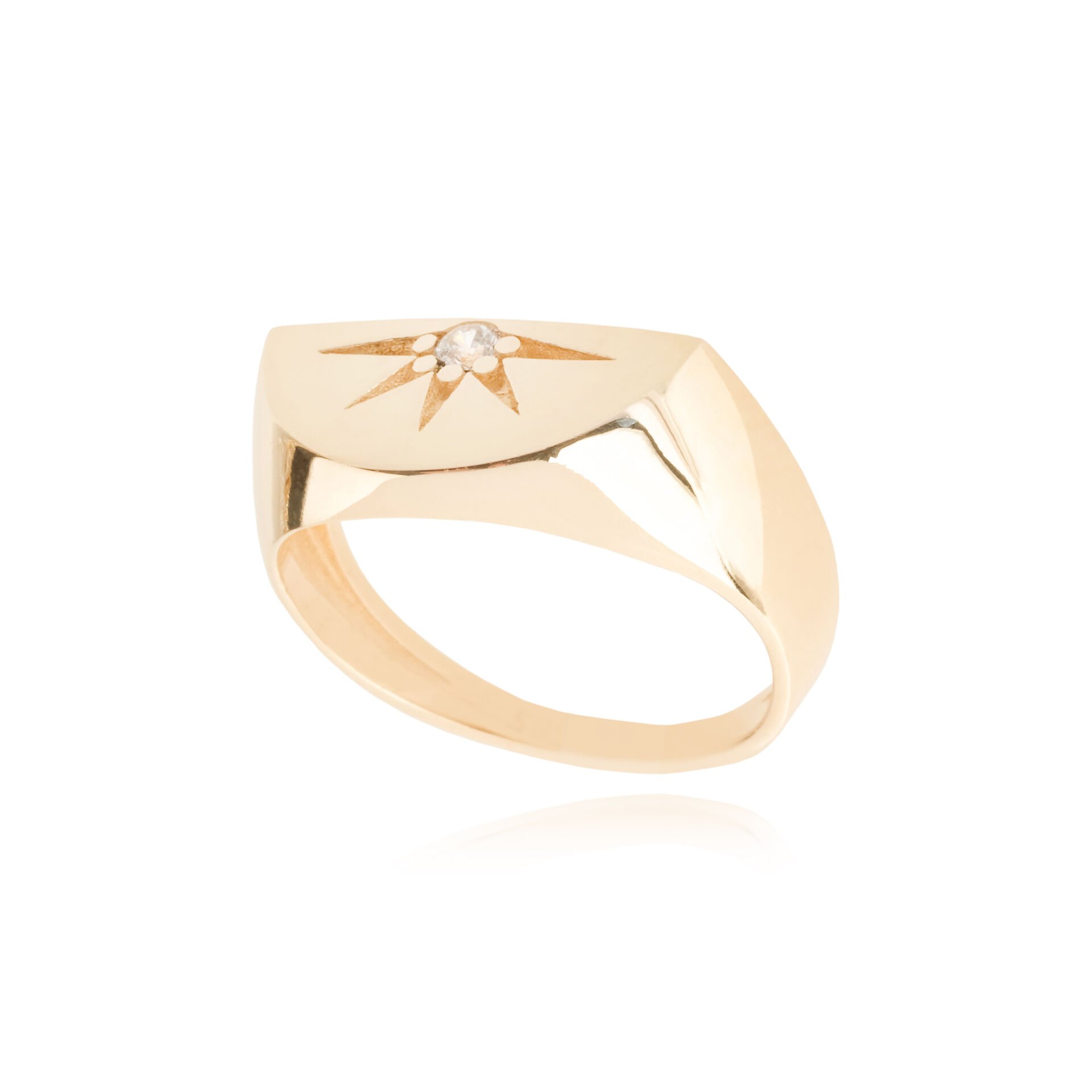 14 Ayar Altın Taşlı Kutup Yıldızı Yüzük