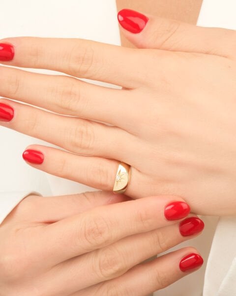 14 Ayar Altın Taşlı Kutup Yıldızı Yüzük