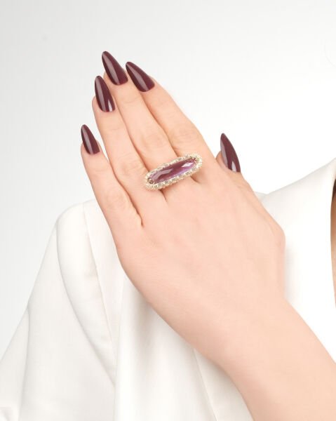 14 Ayar Altın Taşlı Tasarım Yüzük