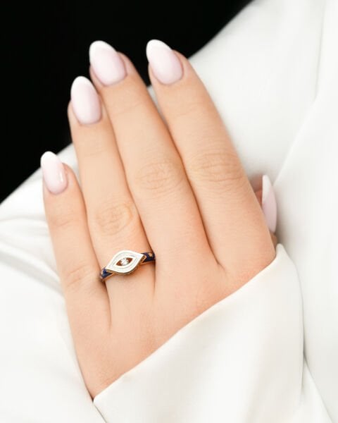 14 Ayar Altın Gece & Gündüz Koleksiyonu Göz Yüzük