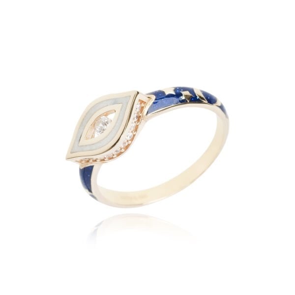 14 Ayar Altın Gece & Gündüz Koleksiyonu Göz Yüzük