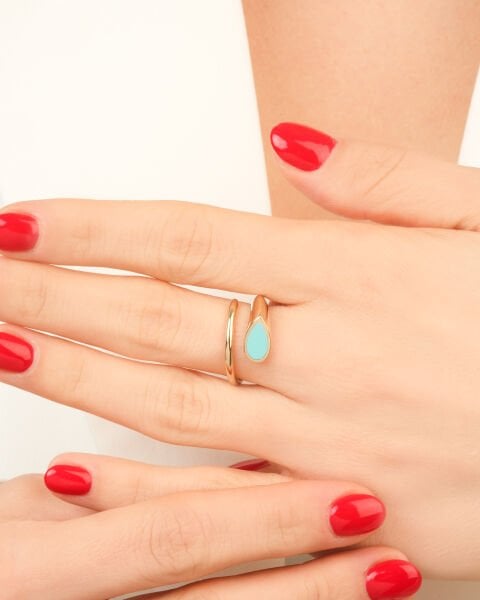 Cetaş Eterna 14 Ayar Altın Mavi Mineli Yüzük