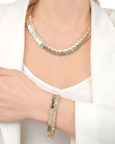 14 Ayar Altın Baget Taşlı Tasarım Set