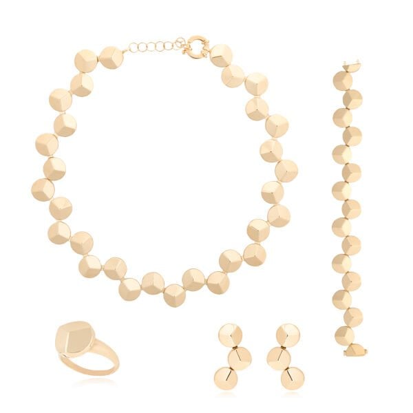 14 Ayar Altın Geometrik Form Takı Seti