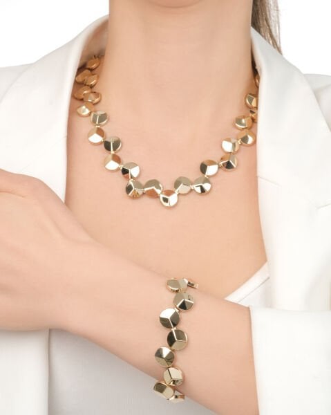 14 Ayar Altın Geometrik Form Takı Seti