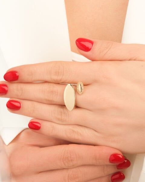 14 Ayar Altın Cetaş Eterna Taşlı Tasarım Yüzük