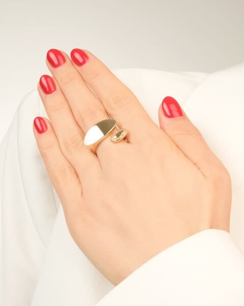 14 Ayar Altın Cetaş Eterna Taşlı Tasarım Yüzük