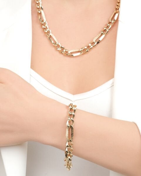 14 Ayar Altın Figaro Kolye Bileklik Set